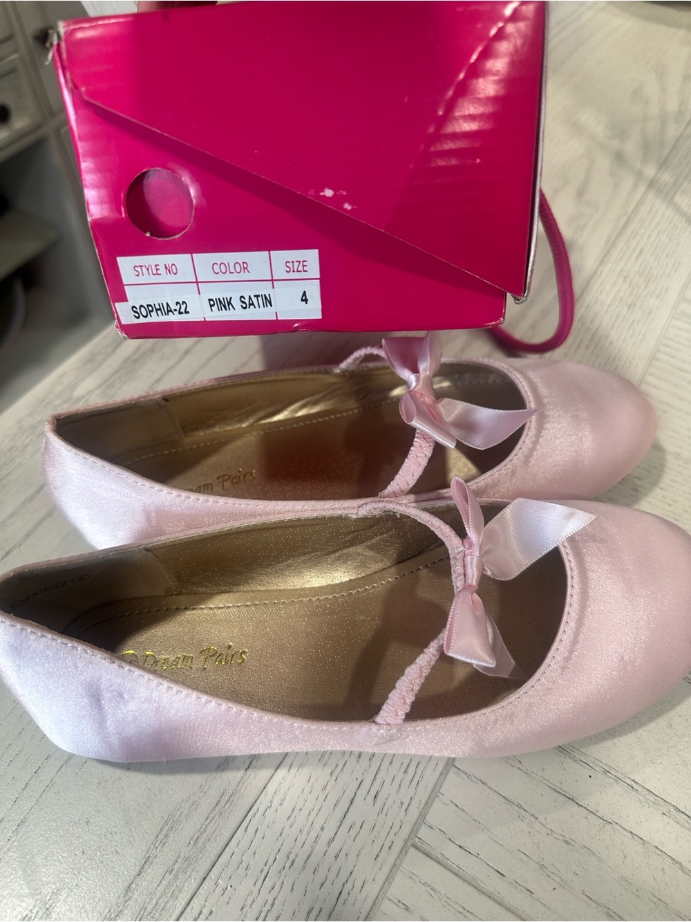 Dream Pairs Pink Satin Girls' Ballet Flats with Bow Strap